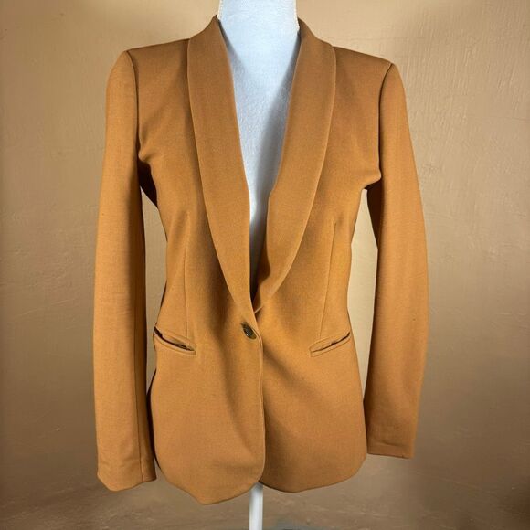 J. Crew Factory Jackets & Blazers - J.Crew Camel Wool-Blend Blazer | Polka Dot Lining | Size 2